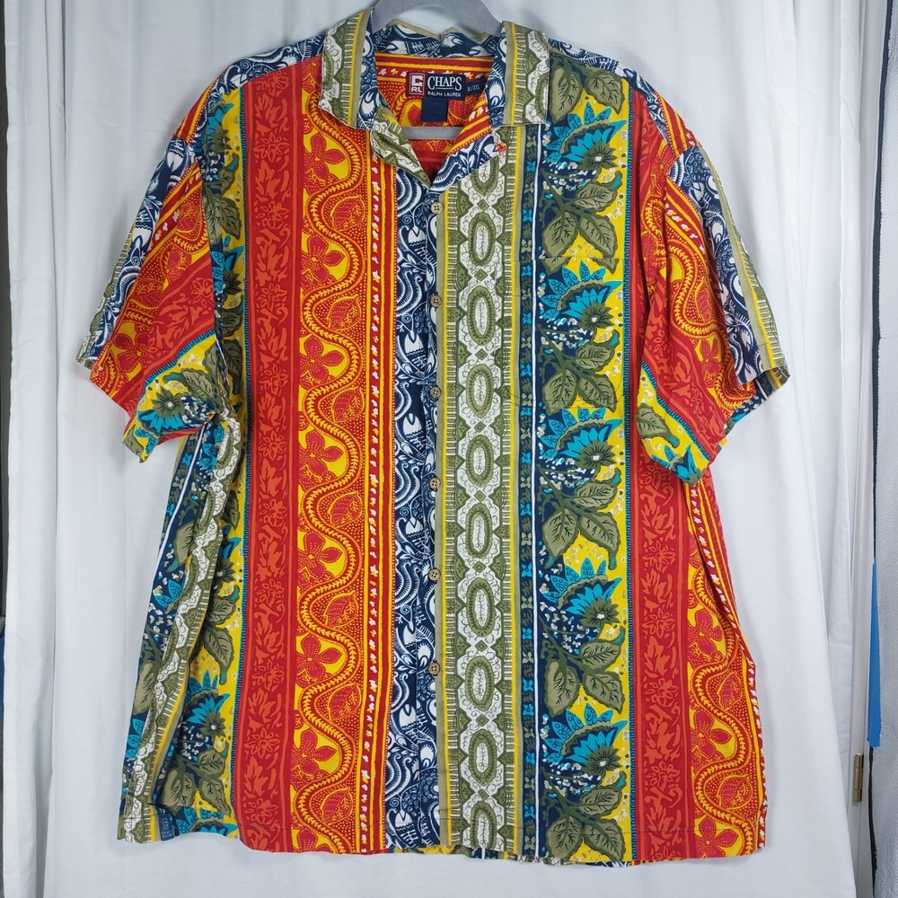 Vintage Chaps Ralph Lauren 100% Cotton Hawaiian Button Up Golf Shirt XL (MINT)